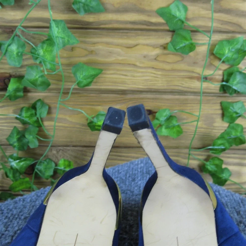 Zara Women  Platform Navy Blue Leather Pump 39‎ Medium Gently Used 2025